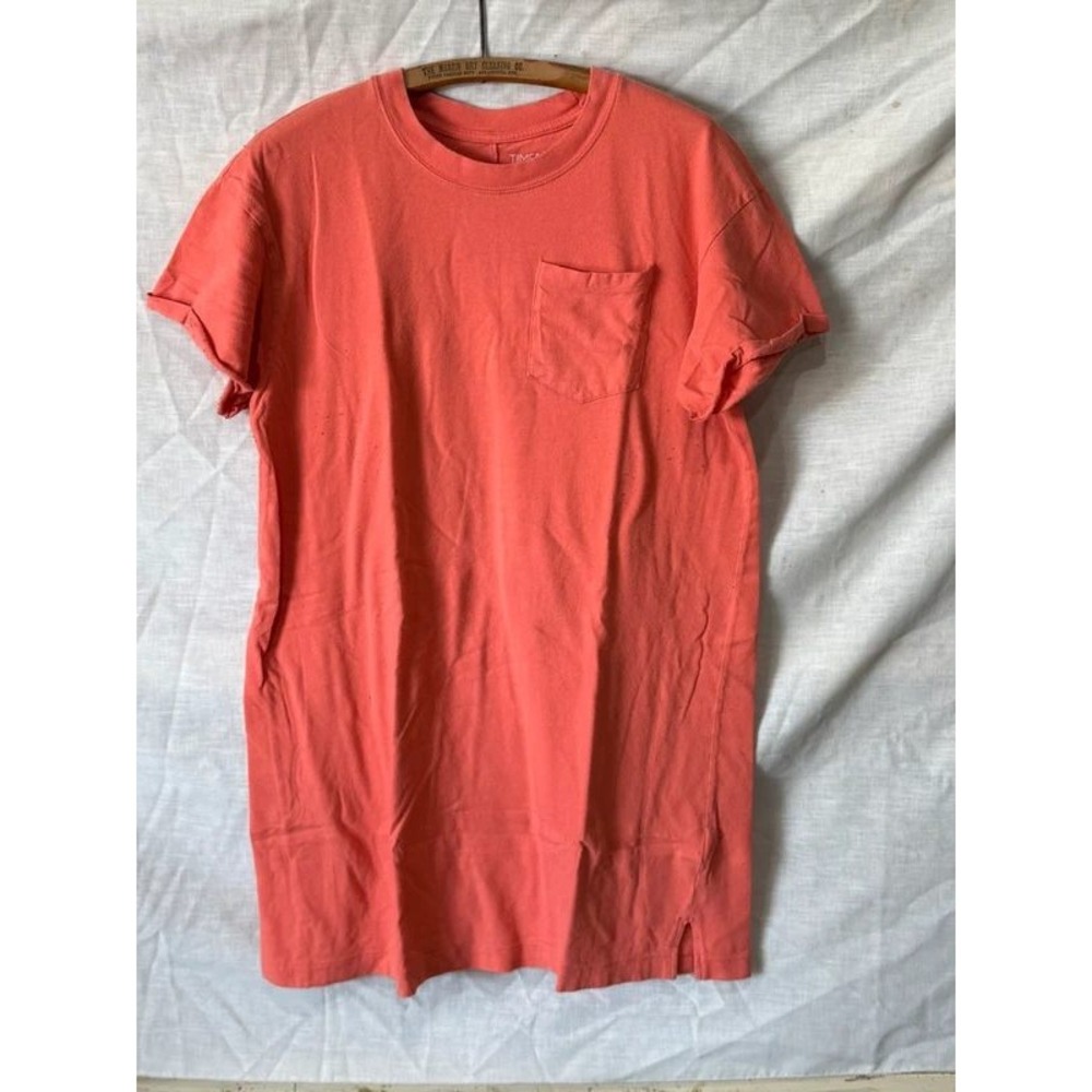 Time and Tru Coral Pink Short Sleeve Pocket T-Shirt Dress Size L